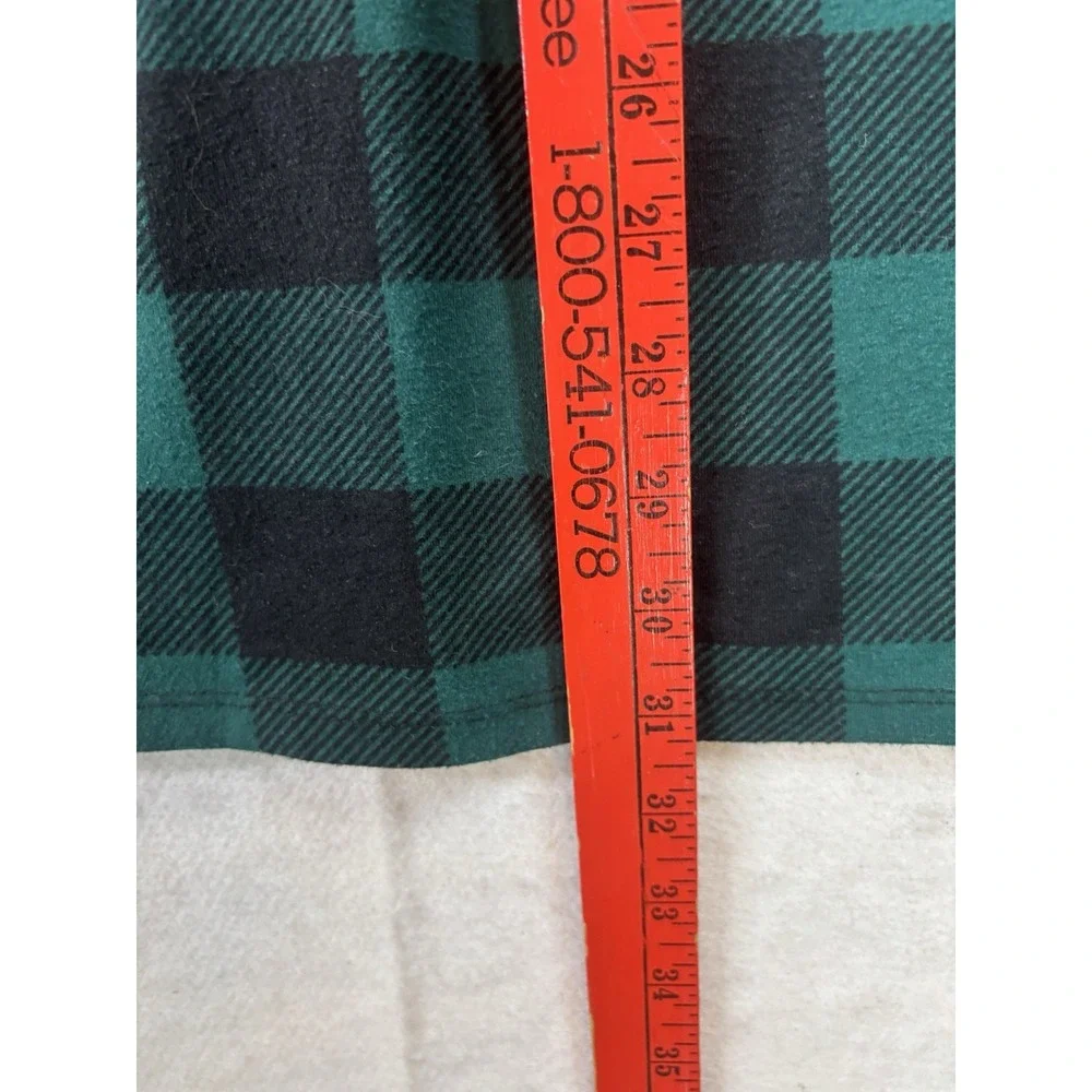 Woman Within 1X Buffalo Plaid Check Shirt Half Button Green/Black Long Sleeve